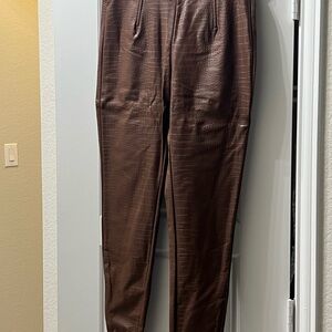 JLUXLABEL Brown Textured Skinny Pants